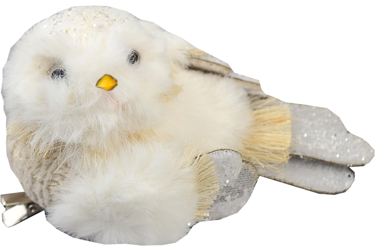 Пташка Yes! Fun пухнаста кремово-біла, 13*7 см, фото 1