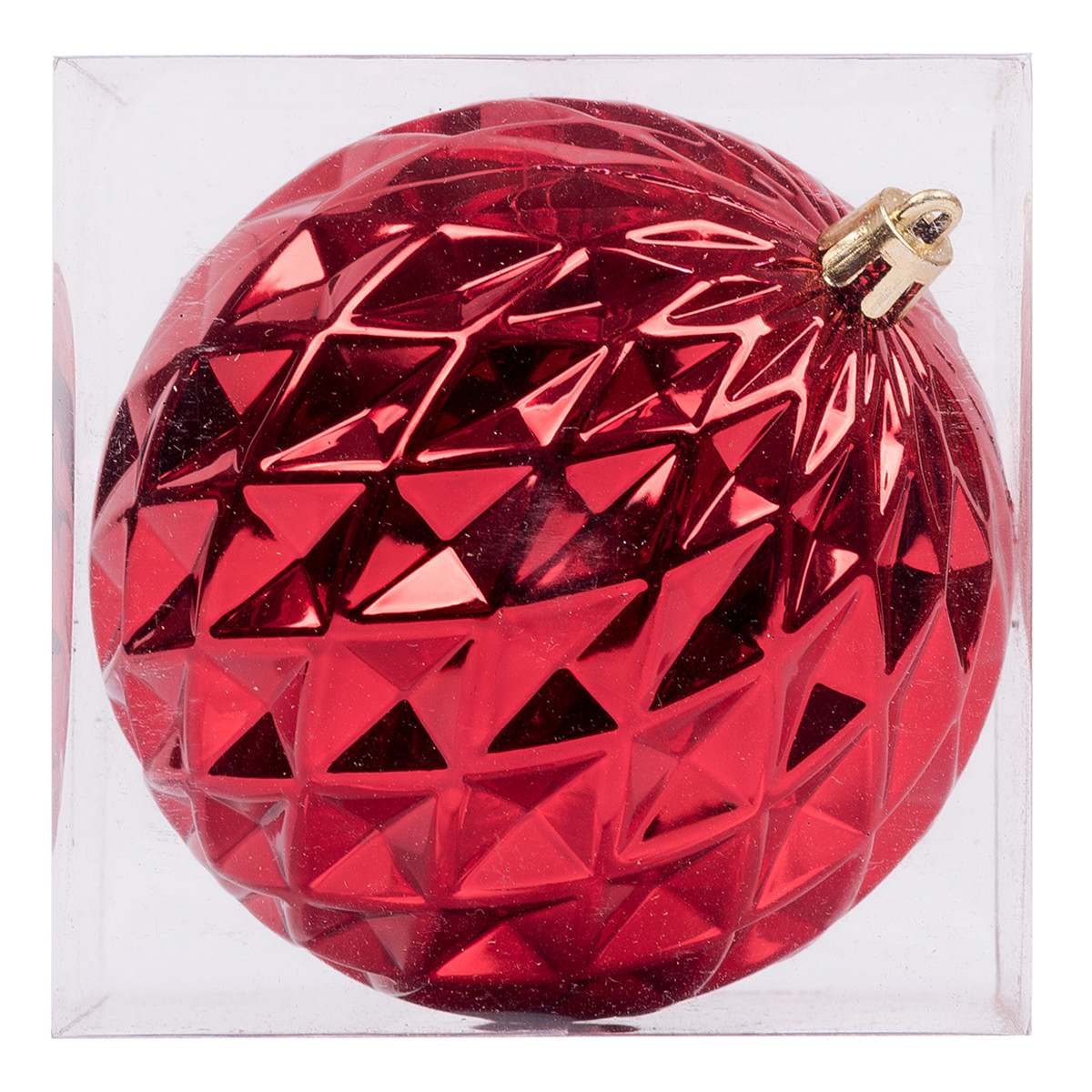 Новорічна куля Novogod'ko формовий, пластик, 10 cм, червона, глянець, фото 1