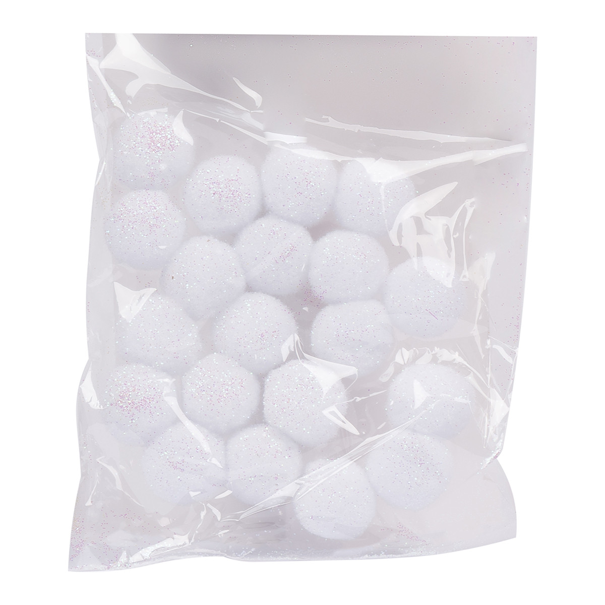 Набір сніжків декоративних Novogod'ko, 3 см, 20 шт., гліттер, фото 1