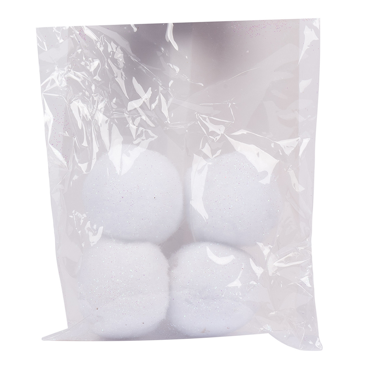 Набір сніжків декоративних Novogod'ko, 6 см, 4 шт., гліттер, фото 1