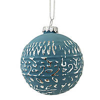 Новогодний шар Novogod'ko, стекло, 8 см, голубой, матовый, орнамент