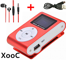 Міні MP3 плеєр алюмінієвий кліпса + вакуумні навушники + USB перехідник. Мп3 плеєр для спорту, бігу WR1R