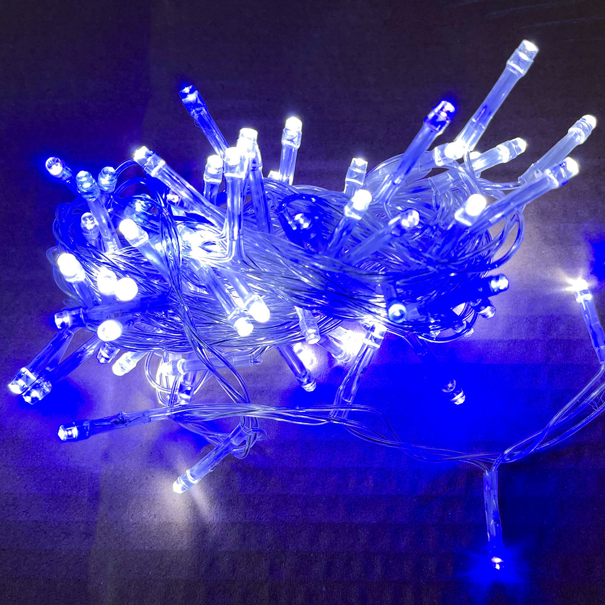 Гірлянда світлодіодна нитка Novogod'ko, 100 LED, холодний білий+синій, 5 м, 8 реж.