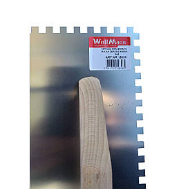 Терка дерев'яна ручка 480*130 з зубом 8*8 нержавіюча сталь Польща