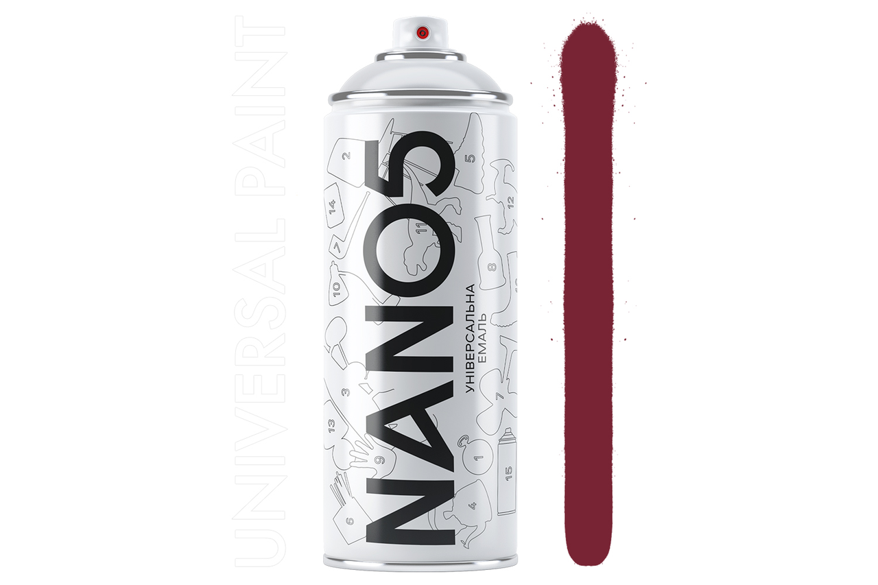 Емаль 3004 Вишнева глянсова універсальна аерозоль 400 мл Nano5