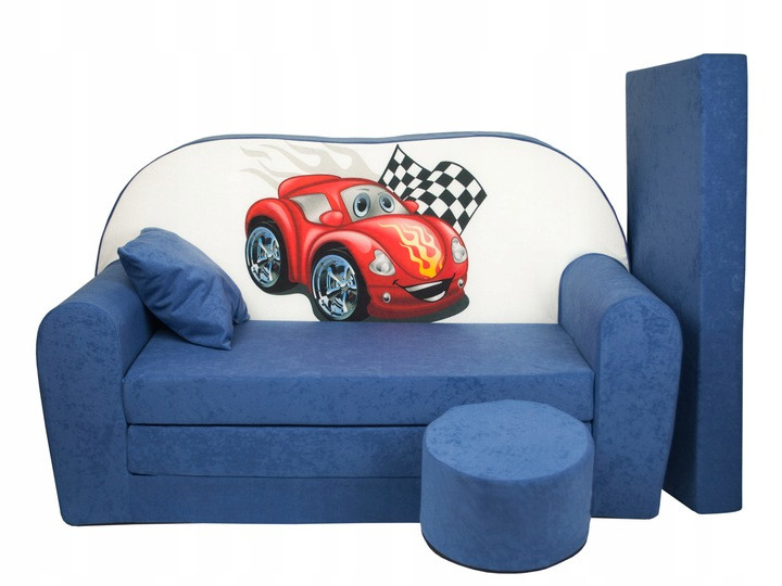 Дитячий безкаркасний ігровий диван 100x170 см + пуф + додатковий матрац + подушка, машинка McQeen