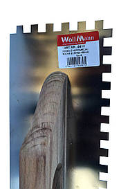 Терка дерев'яна ручка 480*130 з зубом 10*10 нержавіюча сталь Woffmann Польща