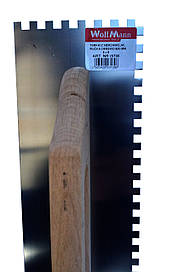 Терка дерев'яна ручка 600*130 з зубом 8*8 нержавіюча сталь Woffmann Польща