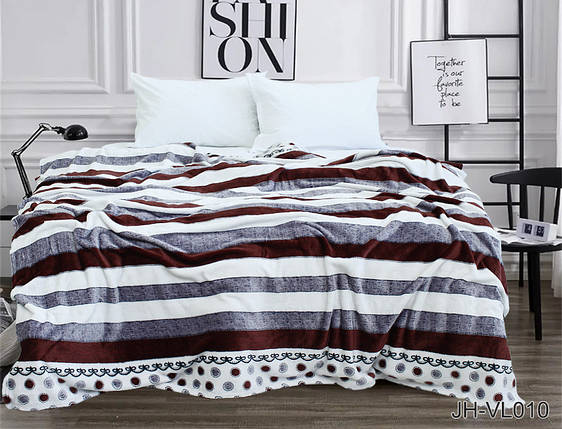 Плед покривало 160х220 велсофт Смужка на ліжко, диван, фото 1