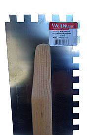 Терка дерев'яна ручка 600*130 з зубом 12*12 нержавіюча сталь Woffmann Польща