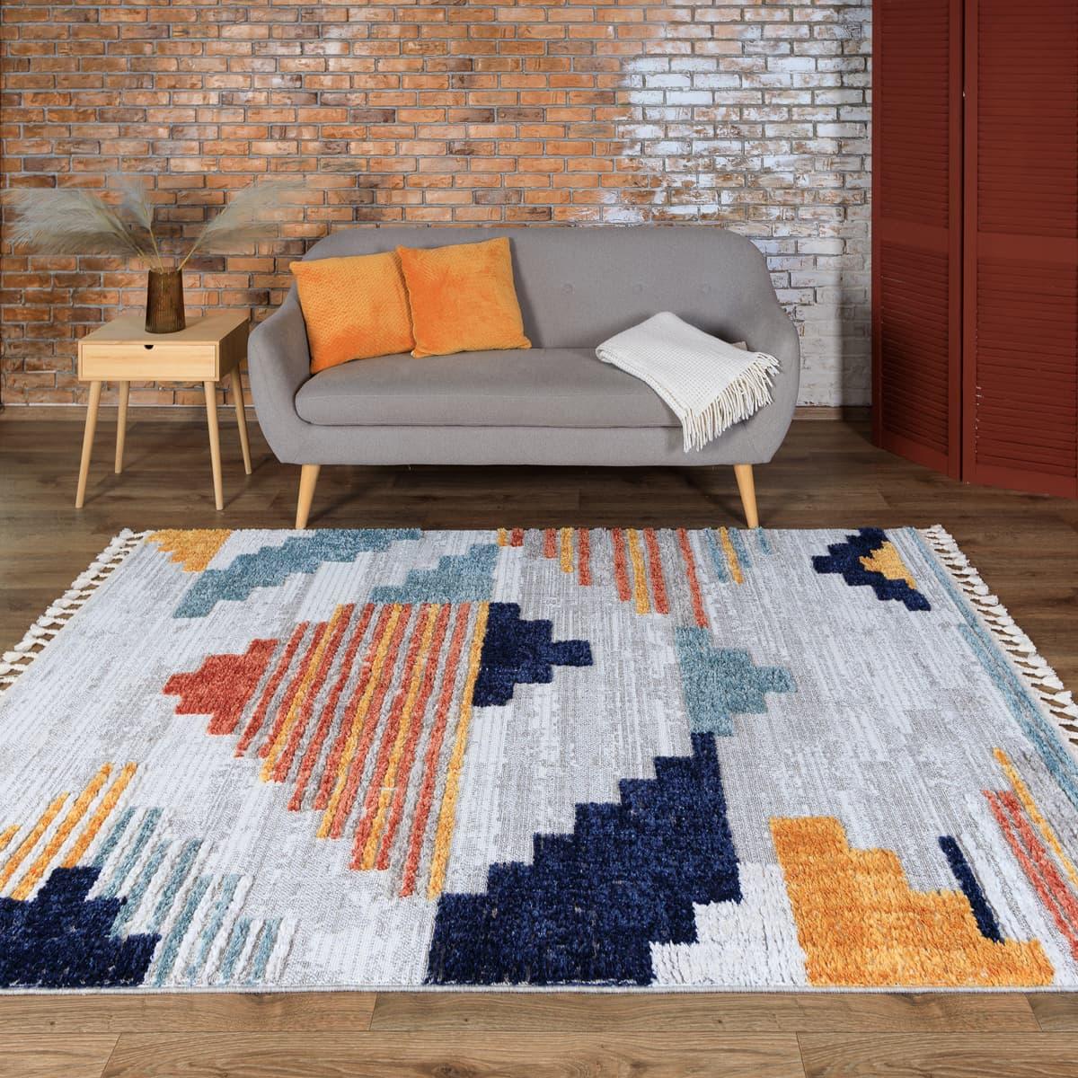 Килимок BILBAO BC14B 0,8Х1,5 Білий із сірим прямокутник, фото 1