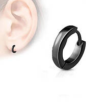 Серьга-кольцо в ухо 1 шт. тонкая 13 мм. черная JAVRICK