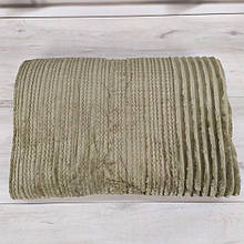 Велюрове покривало смужки з кантом світлий коричневий євро розмір 220*230 см