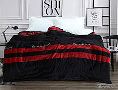 Плед покривало 160х220 велсофт Чорний з червоним на ліжко, диван
