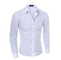 Рубашка в британксом стиле длинный рукав белая код 1 XXL