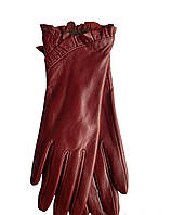 Перчатки женские из натуральной лайковой натуральной кожи кожаные на тонком меху