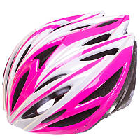 Шлем (велошлем) кросс-кантри с регулировкой размера (54-56) SK-5612, Красно-белый Розовый
