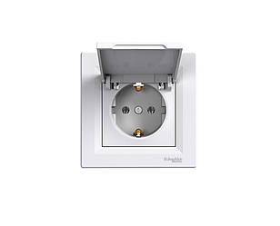 Asfora розетка з заземленням з кришкою біла Schneider Electric, EPH3100121