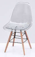 Стул Nik Q Carbon дымчатый акрил, деревянные буковые ножки, Eames DSW Chair transparent