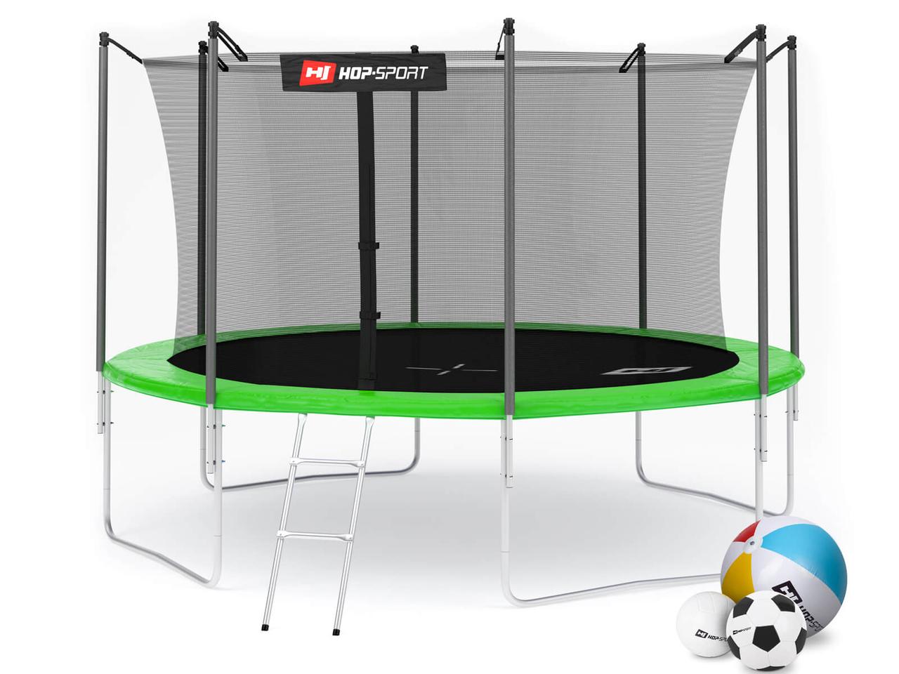 Батут Hop-Sport 12ft 366cm зелений з внутрішньою сіткою