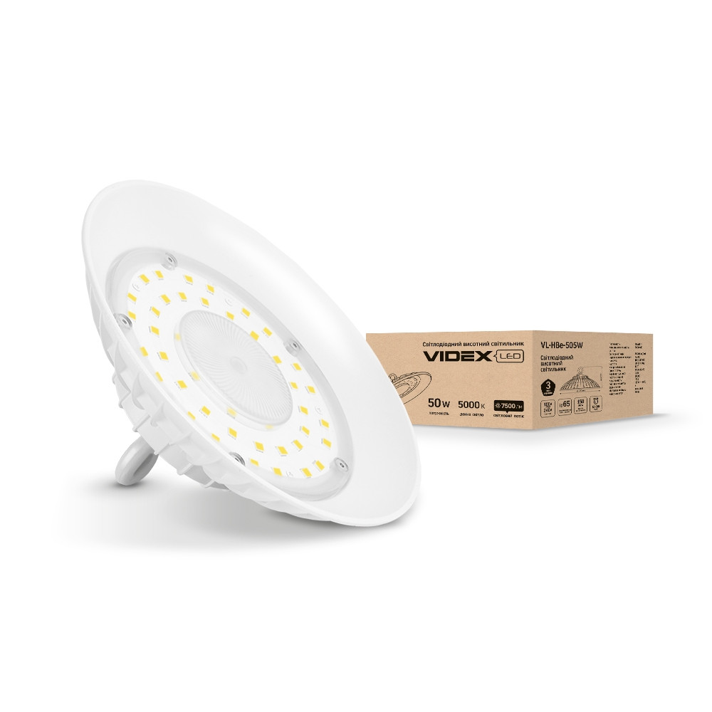 LED світильник висотний ХайБей VIDEX 50 W 5000 K 220 V білий (VL-HBe-505W)