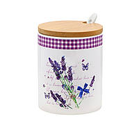 Банка керамічна з дерев'яною кришкою та ложкою 350 мл "Лаванда" ZFA 471S LV