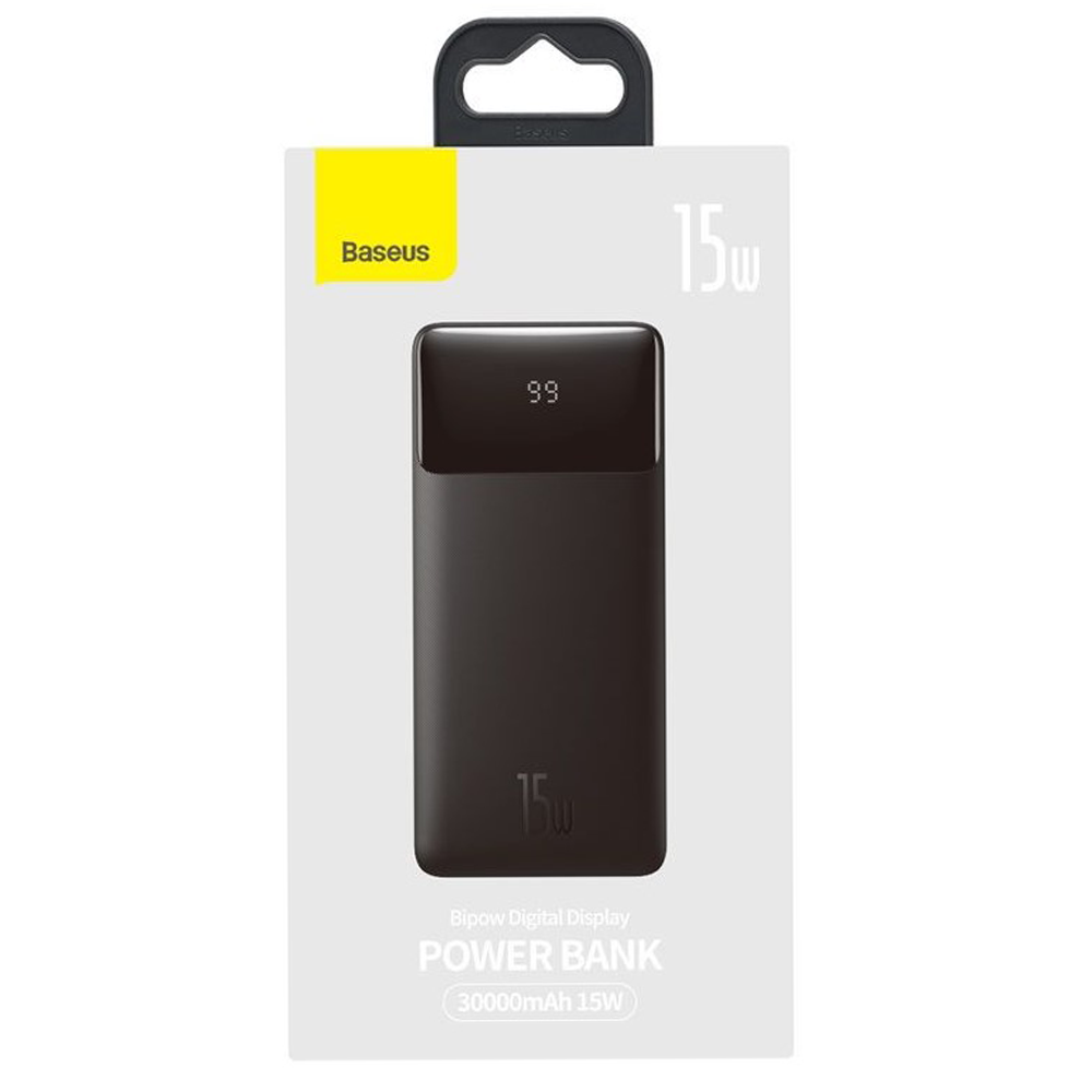 Повербанк 30000 mAh Baseus Bipow Digital Display 2USB+Type-C 15W Black Li-Pol Черный Пластик Универсальная батарея