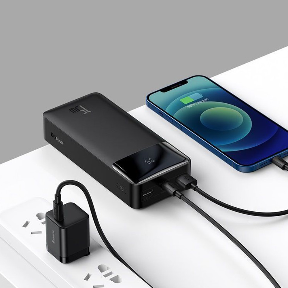 mAh Baseus Bipow Digital Display 2USB+Type-C 15W Black Универсальная батарея Li-Pol От USB micro Type-C USBx2 Черный Индикатор уровня заряда