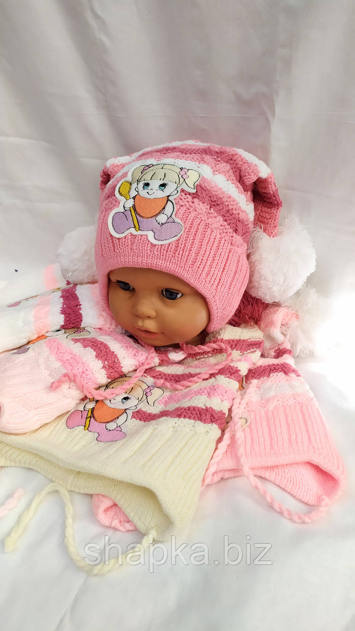 Шапка дитяча подвійна в'язка, фото 1