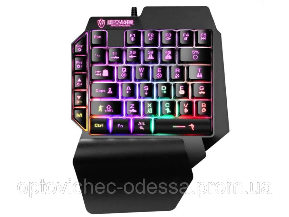 Клавіатура під одну руку ігрова RGB USB Shipadoo F6 одноручна 39 клавиш Чорний Хіт продажу!