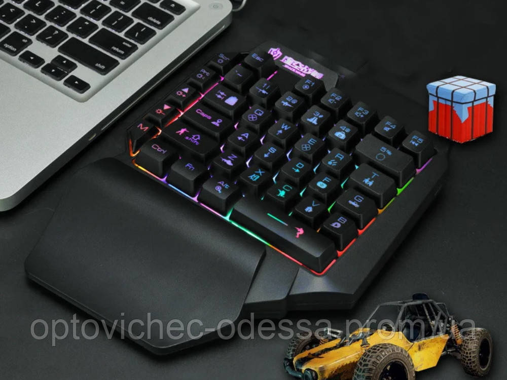 Клавіатура під одну руку ігрова RGB USB Shipadoo F6 одноручна 39 клавиш ...