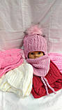 Шапка дитяча в'язана на флісі з хомутом, фото 2
