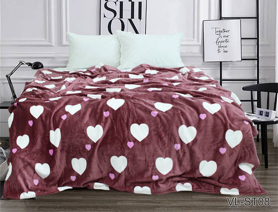 Плед покривало 160х220 велсофт Серце на ліжко, диван, фото 1