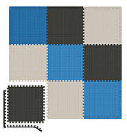 Мат-пазл Hop-Sport EVA 1cm HS-A010PM — 9 частин Чорний/білий/Синій, фото 2