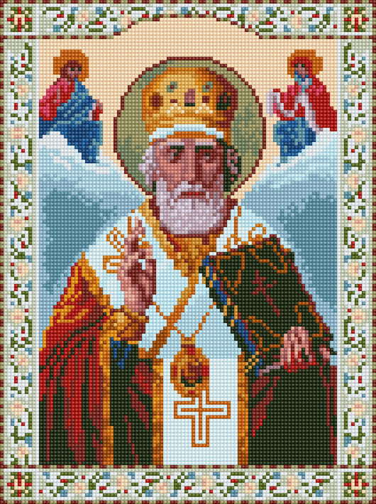 Мозаїка алмазна Rainbow Art Ікона Святого Миколая Чудотворця (EJ1261) 30 х 40 см (На підрамнику)