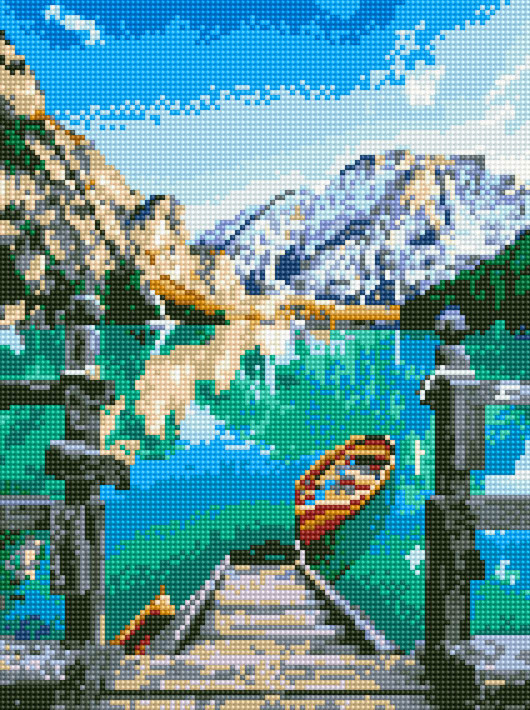 Картина алмазами Rainbow Art Гірське озеро (EJ1269) 30 х 40 см (На підрамнику)