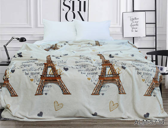 Плед покривало 160х220 велсофт Париж на ліжко, диван, фото 2