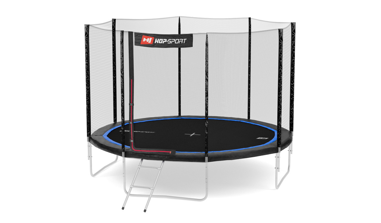 Батут Hop-Sport 10ft 305cm із зовнішньою сіткою 4 ноги Чорно-синій