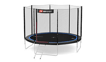 Батут Hop-Sport 10ft 305cm із зовнішньою сіткою 4 ноги Чорно-синій