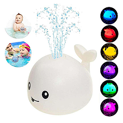 Іграшка для купання Кит з підсвічуванням і фонтаном, на батарейках / Дитяча іграшка для ванної