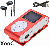 Міні MP3 плеєр алюмінієвий кліпс + вакуумні навушники + USB перехідник. МП3 плеєр для спорту, бігу WFF4R