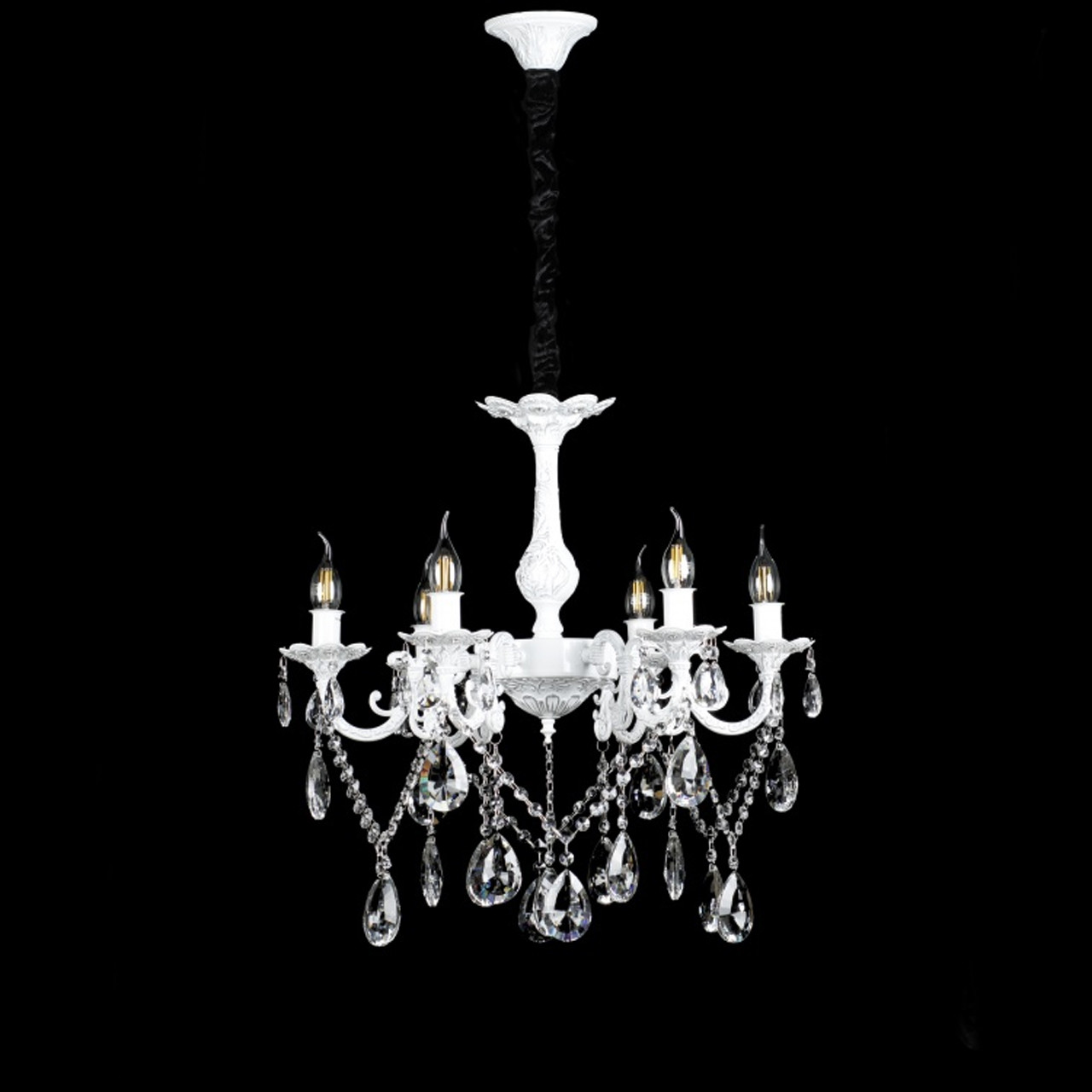 Класична люстра-свічка на 6 ламп біла з хромом СветМира VL-L533/6 (LWT+SL), фото 1