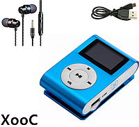 Мини MP3 плеер алюминиевый клипса + вакуумные наушники + USB переходник. Мп3 плеер для спорта, бега WFF4Z