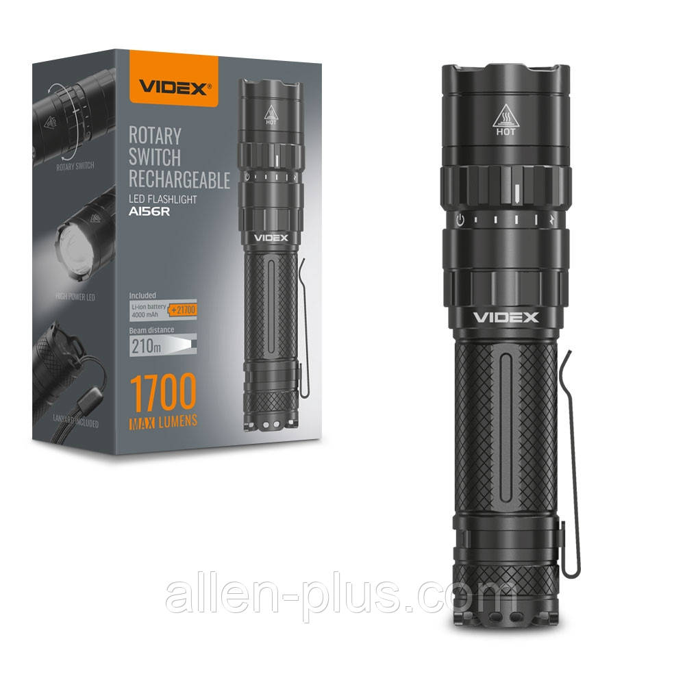 Ліхтар ручний Videx VLF-A156R, акумулятор 21700, USB Type C
