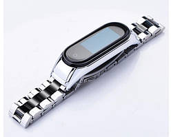 Металевий ремінець для Mi Band 4 Сріблясто-чорний