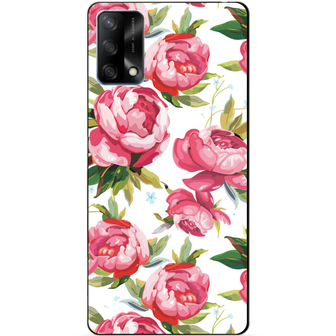 Силіконовий бампер чохол для Oppo A74 з картинкою Півонії