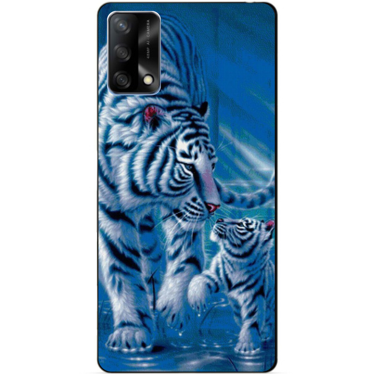 Силіконовий бампер чохол для Oppo A74 з малюнком Тигри