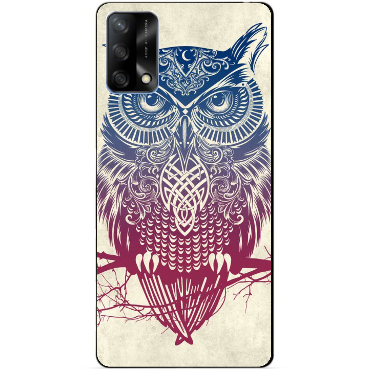 Силіконовий бампер чохол для Oppo A74 з малюнком Сова