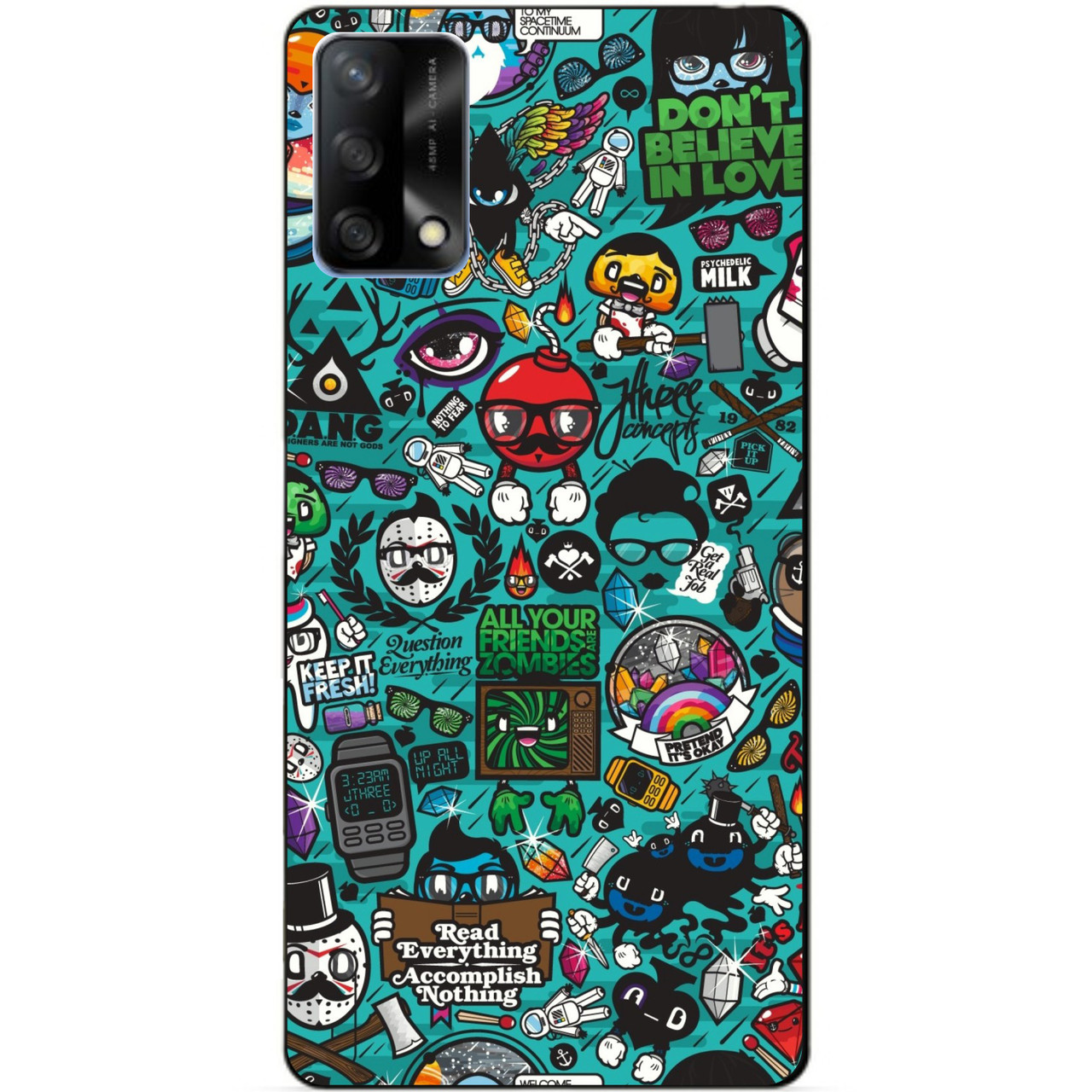 Силіконовий бампер чохол для Oppo A74 з малюнком Стікери