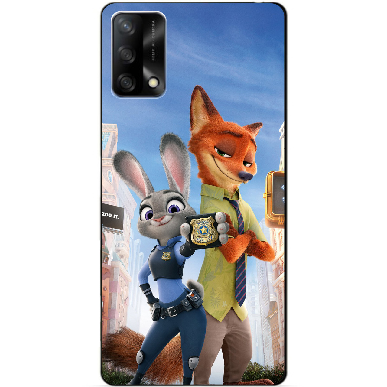 Силіконовий бампер чохол для Oppo A74 з малюнком Зверополис